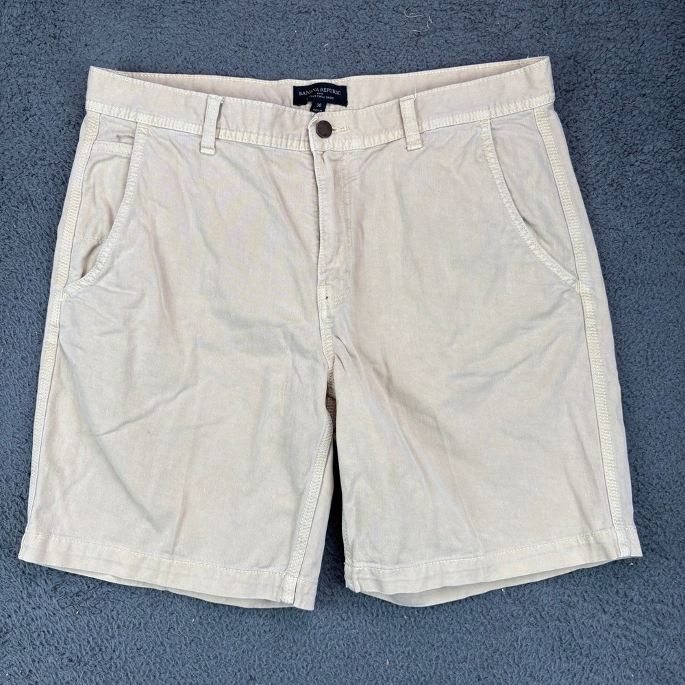 Banana Republic Surplus Twill Shorts Mens 36 Tan Beige‎ Cotton Chino Casual